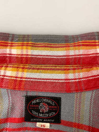 【中古品】【メンズ】 TOYS MCCOY トイズ マッコイ FLANNEL SHIRT フランネル シャツ 長袖 ロングスリーブ チェック シャツ 145-260922-hu-48-min サイズ：15 カラー：レッド系（チェック） 万代Net店