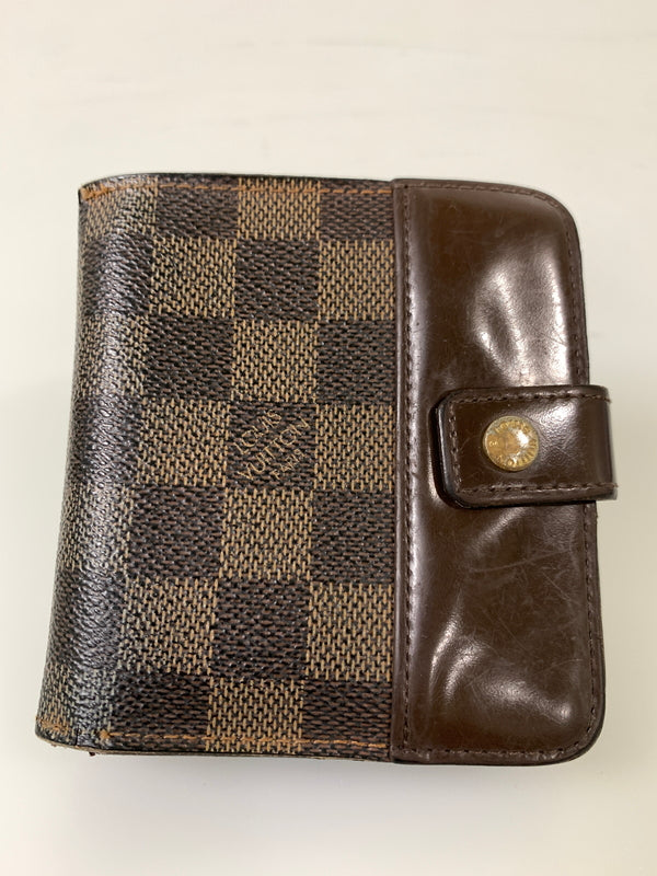 【現状渡し品】【メンズ/レディース】 LOUIS VUITTON ルイ・ヴィトン コンパクト・ジップ ダミエ エベヌ N61668 二つ折り財布 ウォレット 市松模様 179-260913-em-14-min カラー：ブラウン 万代Net店