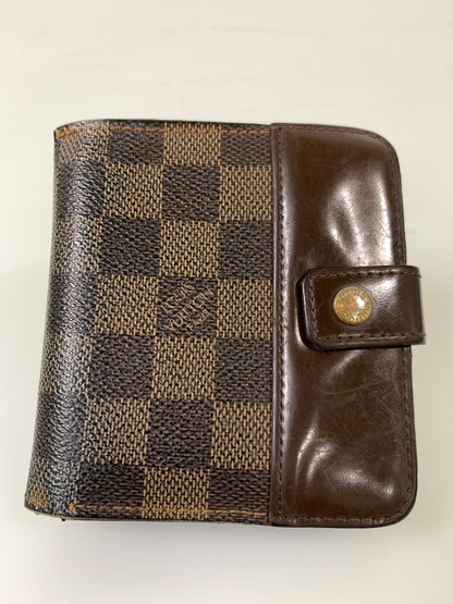 【現状渡し品】【メンズ/レディース】 LOUIS VUITTON ルイ・ヴィトン コンパクト・ジップ ダミエ エベヌ N61668 二つ折り財布 ウォレット 市松模様 179-260913-em-14-min カラー：ブラウン 万代Net店