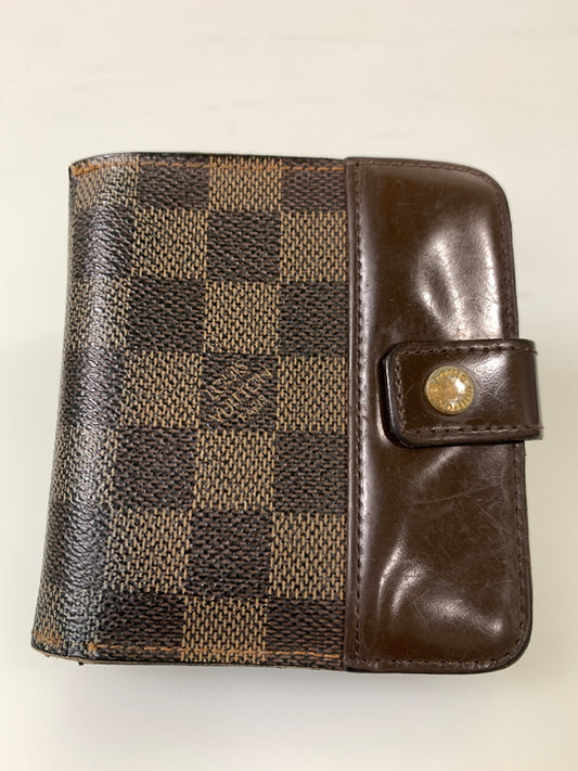 【現状渡し品】【メンズ/レディース】 LOUIS VUITTON ルイ・ヴィトン コンパクト・ジップ ダミエ エベヌ N61668 二つ折り財布 ウォレット 市松模様 179-260913-em-14-min カラー：ブラウン 万代Net店
