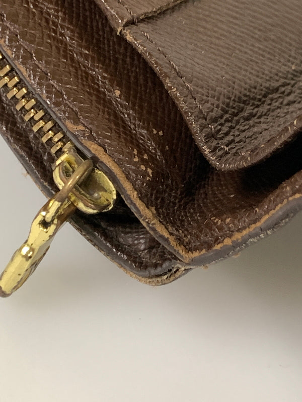【現状渡し品】【メンズ/レディース】 LOUIS VUITTON ルイ・ヴィトン コンパクト・ジップ ダミエ エベヌ N61668 二つ折り財布 ウォレット 市松模様 179-260913-em-14-min カラー：ブラウン 万代Net店