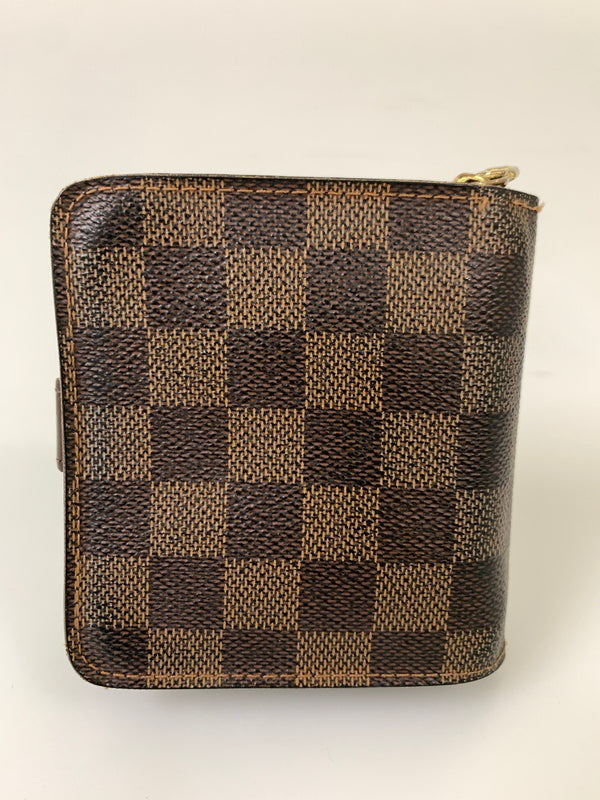 【現状渡し品】【メンズ/レディース】 LOUIS VUITTON ルイ・ヴィトン コンパクト・ジップ ダミエ エベヌ N61668 二つ折り財布 ウォレット 市松模様 179-260913-em-14-min カラー：ブラウン 万代Net店