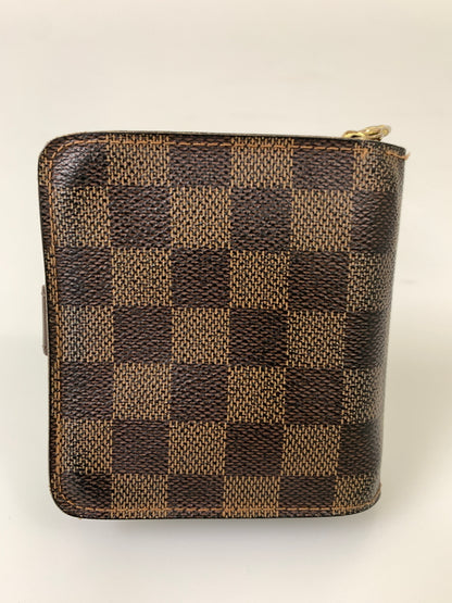 【現状渡し品】【メンズ/レディース】 LOUIS VUITTON ルイ・ヴィトン コンパクト・ジップ ダミエ エベヌ N61668 二つ折り財布 ウォレット 市松模様 179-260913-em-14-min カラー：ブラウン 万代Net店