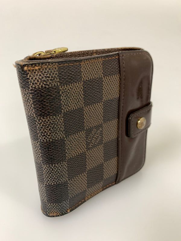 【現状渡し品】【メンズ/レディース】 LOUIS VUITTON ルイ・ヴィトン コンパクト・ジップ ダミエ エベヌ N61668 二つ折り財布 ウォレット 市松模様 179-260913-em-14-min カラー：ブラウン 万代Net店