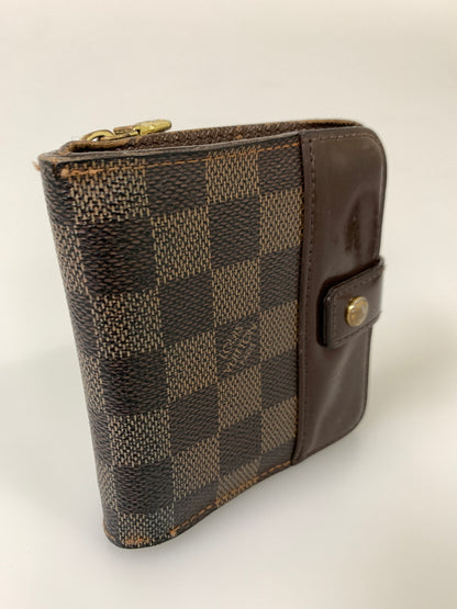 【現状渡し品】【メンズ/レディース】 LOUIS VUITTON ルイ・ヴィトン コンパクト・ジップ ダミエ エベヌ N61668 二つ折り財布 ウォレット 市松模様 179-260913-em-14-min カラー：ブラウン 万代Net店
