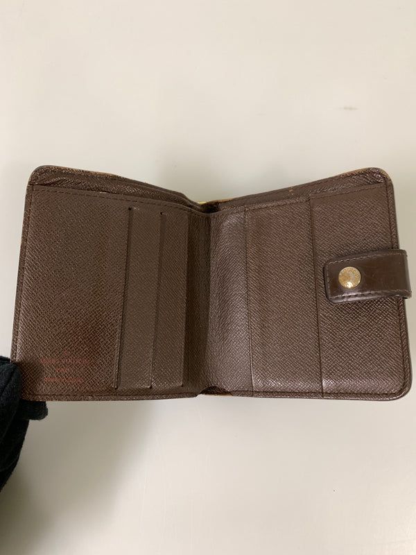【現状渡し品】【メンズ/レディース】 LOUIS VUITTON ルイ・ヴィトン コンパクト・ジップ ダミエ エベヌ N61668 二つ折り財布 ウォレット 市松模様 179-260913-em-14-min カラー：ブラウン 万代Net店