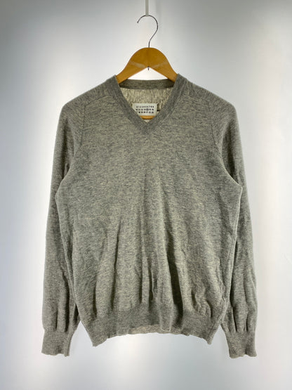 【中古品】【メンズ】 MAISON MARTIN MARGIELA メゾン マルタン マルジェラ HA009 06AW ここのえタグ エルボーパッチ Vネック ニットセーター トップス 141-260915-jt-23-min サイズ：M カラー：ライトグレー 万代Net店
