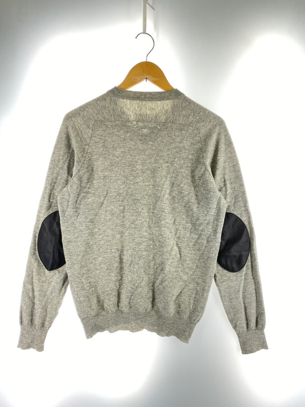 【中古品】【メンズ】 MAISON MARTIN MARGIELA メゾン マルタン マルジェラ HA009 06AW ここのえタグ エルボーパッチ Vネック ニットセーター トップス 141-260915-jt-23-min サイズ：M カラー：ライトグレー 万代Net店
