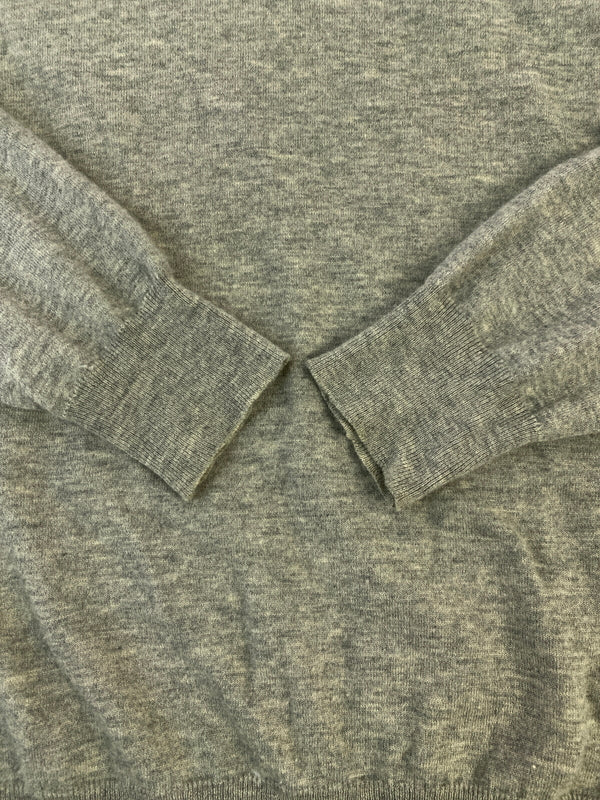 【中古品】【メンズ】 MAISON MARTIN MARGIELA メゾン マルタン マルジェラ HA009 06AW ここのえタグ エルボーパッチ Vネック ニットセーター トップス 141-260915-jt-23-min サイズ：M カラー：ライトグレー 万代Net店