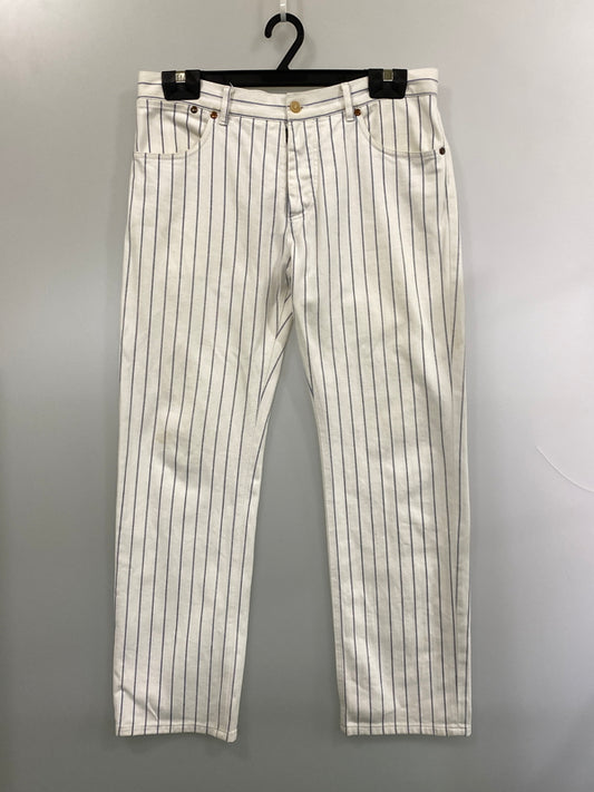 【中古品】【メンズ】 MAISON MARTIN MARGIELA メゾン マルタン マルジェラ 07SS 本人期 COTTON STRIPE 5P STRAIGHT PANT ストレート パンツ 30KA062 ボトムス 152-260916-hu-55-min サイズ：48 カラー：ホワイト（ストライプ） 万代Net店