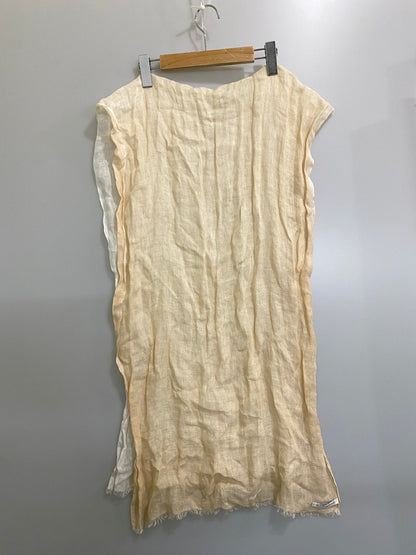 【中古品】【メンズ/レディース】 DENIS COLOMB デニス コロン リネンストール 麻素材 ショール マフラー 大判スカーフ 187-260927-em-26-min カラー：オレンジ/ホワイト 万代Net店