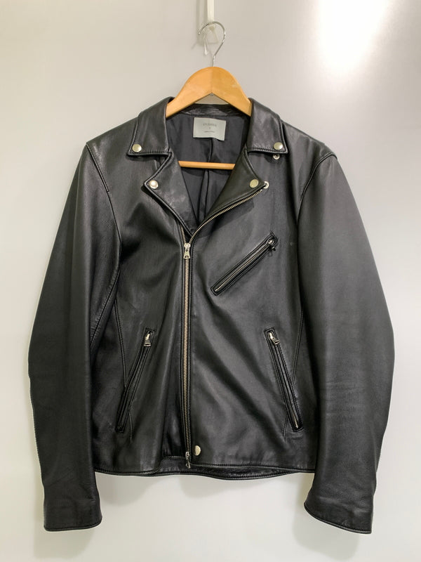【中古品】【メンズ】 STUDIOUS ステュディオス 山羊革 ダブル ライダース ジャケット 107352002 革ジャン レザー ジャケット 140-260922-hu-46-min サイズ：3 カラー：ブラック 万代Net店