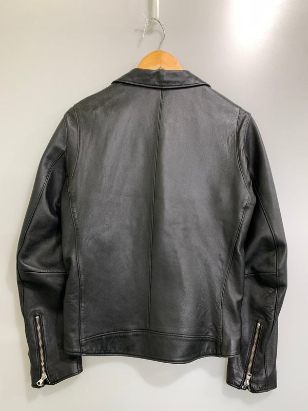 【中古品】【メンズ】 STUDIOUS ステュディオス 山羊革 ダブル ライダース ジャケット 107352002 革ジャン レザー ジャケット 140-260922-hu-46-min サイズ：3 カラー：ブラック 万代Net店