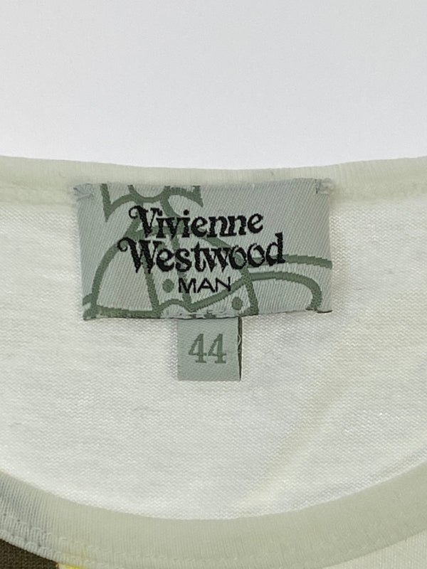 【中古品】【メンズ】 VIVIENNE WESTWOOD MAN ヴィヴィアンウエストウッドマン SOS オーブ Tシャツ トップス 141-260915-jt-19-min サイズ：44 カラー：ホワイト 万代Net店