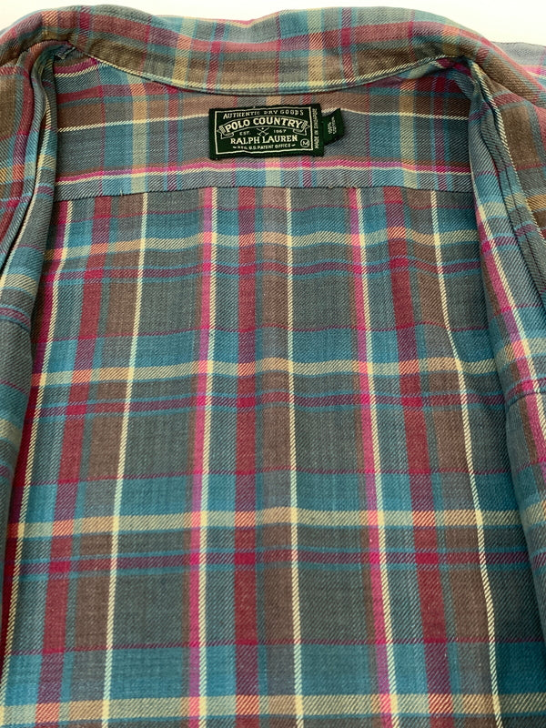【中古品】【メンズ】 POLO COUNTRY RALPH LAUREN ポロ カントリー ラルフローレン CHECK SHIRT チェックシャツ トップス 146-260915-jt-07-min サイズ：M カラー：マルチカラー チャック 万代Net店