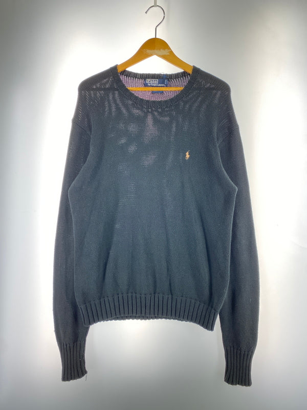 【中古品】【メンズ】 POLO RALPH LAUREN ポロ ラルフローレン COTTON KNIT コットン ニット トップス 146-260915-jt-28-min サイズ：S カラー：ブラック 万代Net店