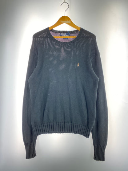 【中古品】【メンズ】 POLO RALPH LAUREN ポロ ラルフローレン COTTON KNIT コットン ニット トップス 146-260915-jt-28-min サイズ：S カラー：ブラック 万代Net店