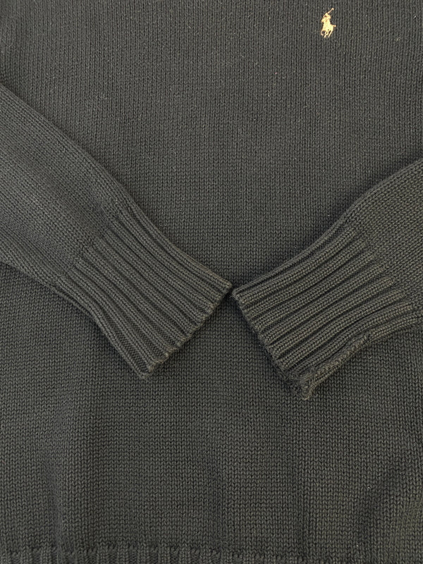 【中古品】【メンズ】 POLO RALPH LAUREN ポロ ラルフローレン COTTON KNIT コットン ニット トップス 146-260915-jt-28-min サイズ：S カラー：ブラック 万代Net店
