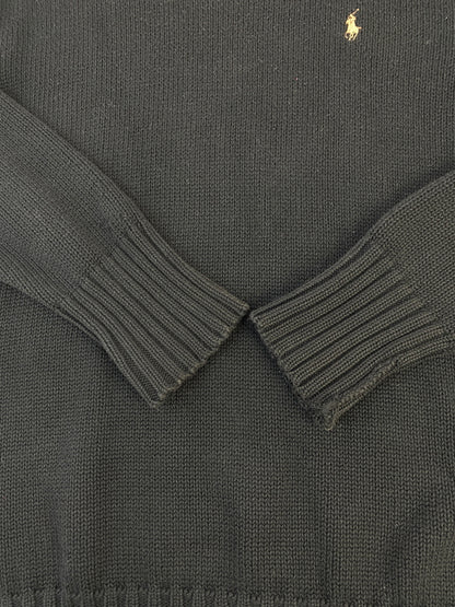 【中古品】【メンズ】 POLO RALPH LAUREN ポロ ラルフローレン COTTON KNIT コットン ニット トップス 146-260915-jt-28-min サイズ：S カラー：ブラック 万代Net店