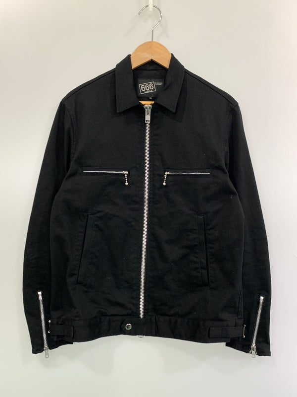 【中古品】【メンズ】 666 ORIGINAL ロクロクロク オリジナル ストレッチコットン シングル ライダースジャケット アウター 145-260915-jt-03-min サイズ：M カラー：ブラック 万代Net店