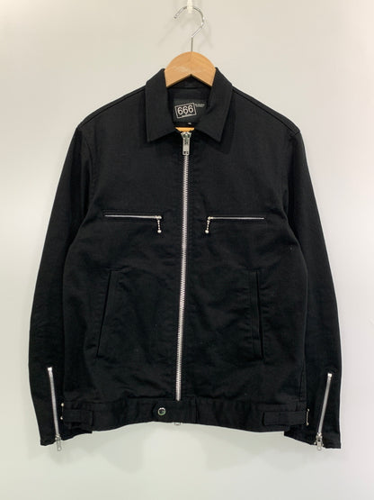 【中古品】【メンズ】 666 ORIGINAL ロクロクロク オリジナル ストレッチコットン シングル ライダースジャケット アウター 145-260915-jt-03-min サイズ：M カラー：ブラック 万代Net店