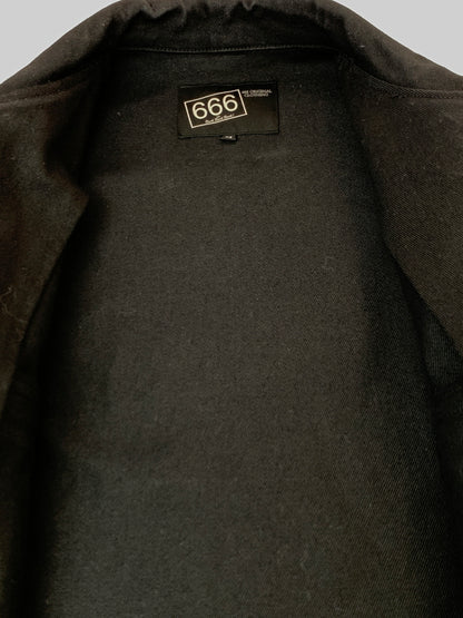 【中古品】【メンズ】 666 ORIGINAL ロクロクロク オリジナル ストレッチコットン シングル ライダースジャケット アウター 145-260915-jt-03-min サイズ：M カラー：ブラック 万代Net店