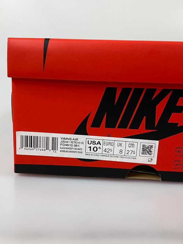 【中古品】【メンズ】 NIKE ナイキ WOMEN'S AIR JORDAN 1 RETRO HIGH OG ウィメンズ エア ジョーダン 1 レトロ ハイ OG FD4810-061 靴 シューズ 160-260916-hu-14-min カラー：BLACK/UNIVERSITY RED-WHITE 万代Net店
