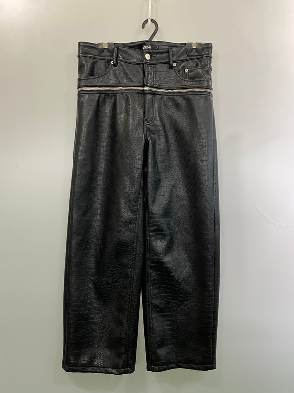 【中古品】【メンズ】 GOAR ARCHIVE ゴアアーカイブ CROCO ZIPPER PANTS クロコ ジッパー パンツ ボトムス 151-260918-hu-11-min サイズ：M カラー：ブラック 万代Net店