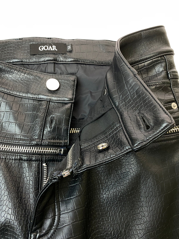 【中古品】【メンズ】 GOAR ARCHIVE ゴアアーカイブ CROCO ZIPPER PANTS クロコ ジッパー パンツ ボトムス 151-260918-hu-11-min サイズ：M カラー：ブラック 万代Net店