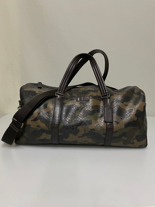 【中古品】【メンズ/レディース】 COACH コーチ CAMOUFLAGE BOSTON BAG F93230 ヘリテージ シグネチャー ロール ダッフル カモフラージュ ボストンバッグ 鞄 カバン 180-260927-em-28-min カラー：ブラウン系 万代Net店
