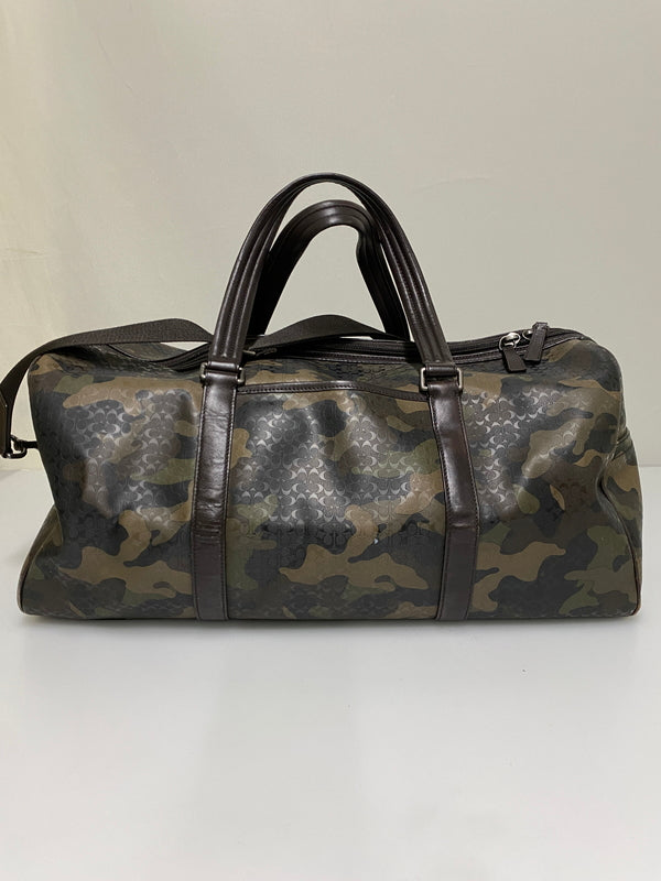 【中古品】【メンズ/レディース】 COACH コーチ CAMOUFLAGE BOSTON BAG F93230 ヘリテージ シグネチャー ロール ダッフル カモフラージュ ボストンバッグ 鞄 カバン 180-260927-em-28-min カラー：ブラウン系 万代Net店