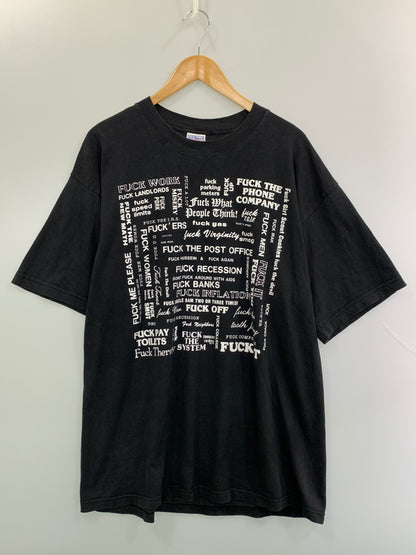 【中古品】【メンズ】 UNKNOWN 90S ALLSPORT FUCK MULTI PRINT TEE 90年代 オールスポーツ ファック マルチ プリント Tシャツ トップス 146-260915-jt-12-min サイズ：XL カラー：ブラック 万代Net店