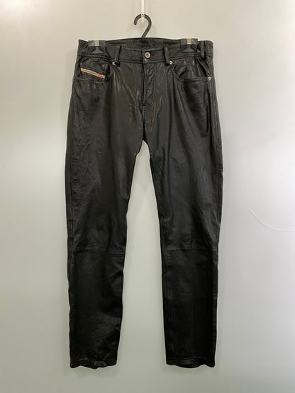 【中古品】【メンズ】 DIESEL ディーゼル LAMB LEATHER PANT ラム レザー パンツ ボトムス 152-260918-hu-10-min サイズ：30 カラー：ブラック 万代Net店