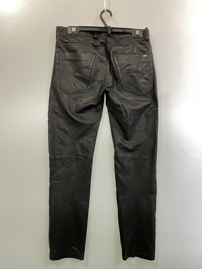 【中古品】【メンズ】 DIESEL ディーゼル LAMB LEATHER PANT ラム レザー パンツ ボトムス 152-260918-hu-10-min サイズ：30 カラー：ブラック 万代Net店