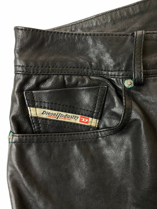 【中古品】【メンズ】 DIESEL ディーゼル LAMB LEATHER PANT ラム レザー パンツ ボトムス 152-260918-hu-10-min サイズ：30 カラー：ブラック 万代Net店