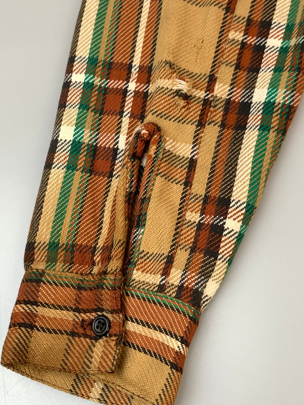 【現状渡し品】【メンズ】 FIVE BROTHERS ファイブブラザー 60年代 FLANNEL SHIRT フランネル シャツ トップス 146-260915-jt-15-min サイズ：サイズ不明 下記参照 カラー：ブラウン/ベージュ 万代Net店