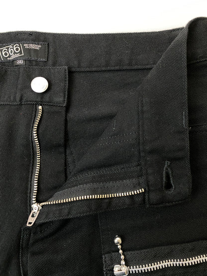 【中古品】【メンズ】 666 ロクロクロク ボンテージ スキニーパンツ ボトムス 156-260918-hu-12-min サイズ：30 カラー：ブラック 万代Net店
