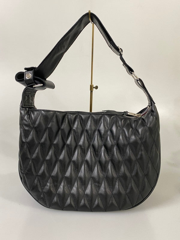 【中古品】【レディース】 SCHOTT ショット PADDED LEATHER BANANA BAG パデッド レザー バナナ バッグ 188-260918-hu-43-min カラー：ブラック 万代Net店