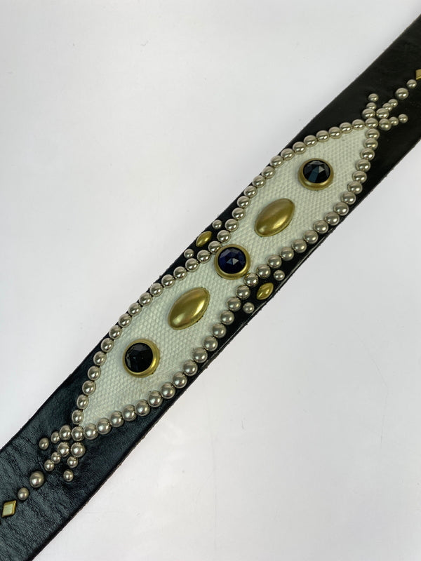 【中古品】【メンズ】 DIABOLIC ダイアボリック スタッズベルト レザー 小物 205-260923-hu-34-min カラー：ブラック/ホワイト/シルバー/ゴールド 万代Net店