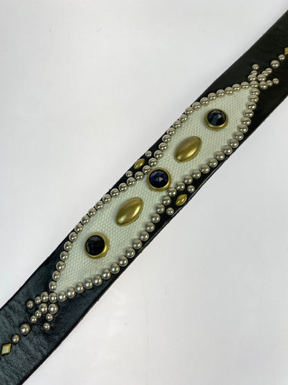 【中古品】【メンズ】 DIABOLIC ダイアボリック スタッズベルト レザー 小物 205-260923-hu-34-min カラー：ブラック/ホワイト/シルバー/ゴールド 万代Net店