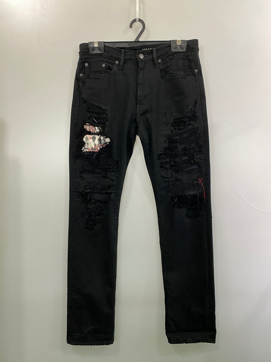 【中古品】【メンズ】 HYSTERIC GLAMOUR ヒステリックグラマー 0261AP11 DAMAGE DENIM PANTS ダメージ デニム パンツ ボトムス 151-260916-hu-66-min サイズ：32 カラー：ブラック 万代Net店