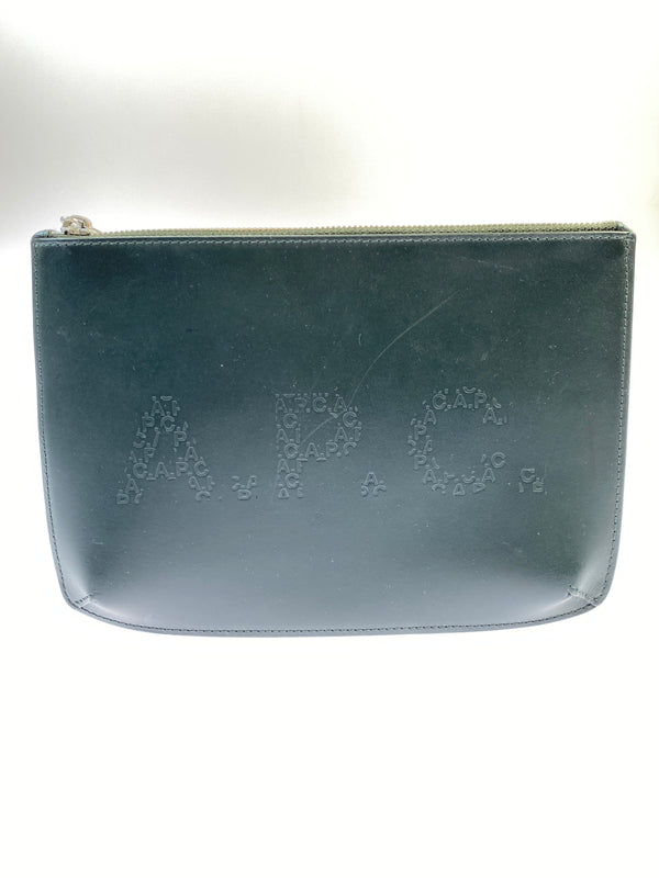 【中古品】【メンズ】 A.P.C. アーペーセー LEATHER POUCH レザー ポーチ 小物 188-261004-hu-17-min カラー：グリーン系 万代Net店
