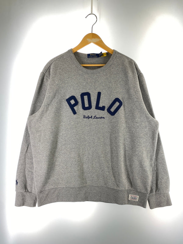 【中古品】【メンズ】 POLO RALPH LAUREN ポロ ラルフローレン LOGO SWEATSHIRT ロゴ スウェット トップス 146-260915-jt-34-min サイズ：XL カラー：グレー 万代Net店
