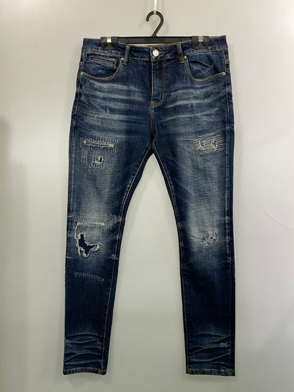 【中古品】【メンズ】 EMBELLISH エンブリッシュ DAMAGE DENIM ダメージ デニム パンツ ボトムス ジーパン 140-260916-hu-68-min サイズ：34 カラー：インディゴ 万代Net店