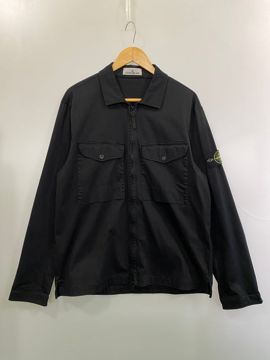 【中古品】【メンズ】 STONE ISLAND ストーンアイランド 24SS REGULAR FIT OVERSHIRT 801510812 レギュラー フィット オーバーシャツ ジャケット ライトアウター 141-260917-yn-24-min サイズ：XL カラー：ブラック 万代Net店