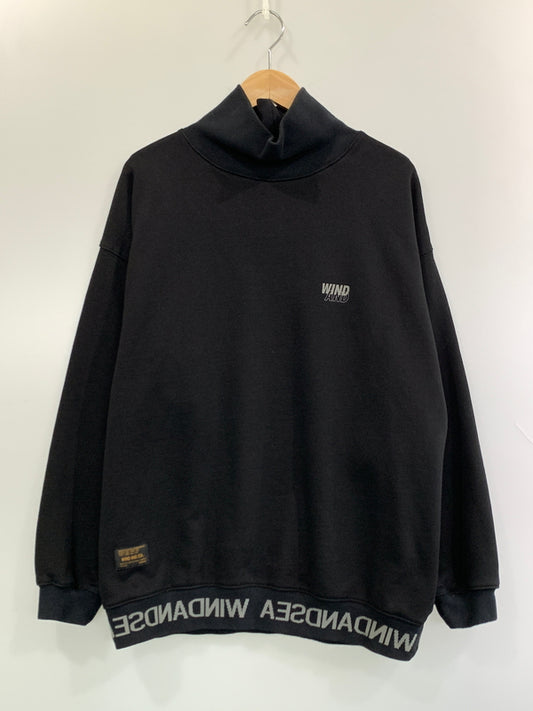 【中古品】【メンズ】 WIND AND SEA ウィンダンシー ミルテック モックネック スウェット トレーナー 長袖 トップス 142-260923-hu-17-min サイズ：M カラー：ブラック 万代Net店