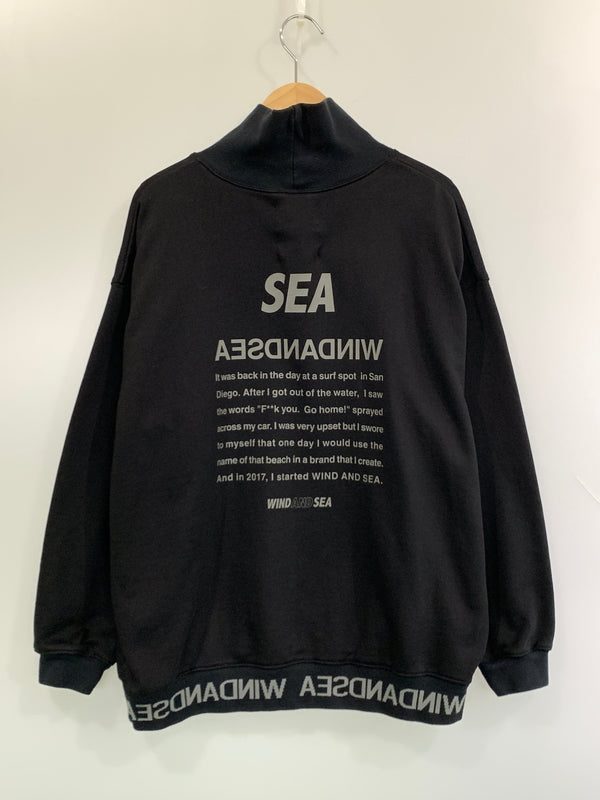 【中古品】【メンズ】 WIND AND SEA ウィンダンシー ミルテック モックネック スウェット トレーナー 長袖 トップス 142-260923-hu-17-min サイズ：M カラー：ブラック 万代Net店