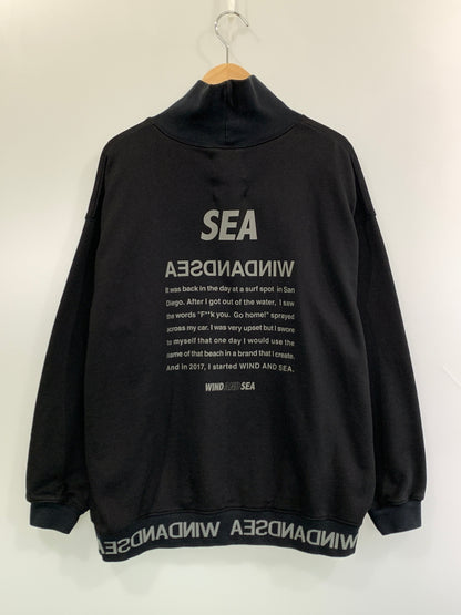 【中古品】【メンズ】 WIND AND SEA ウィンダンシー ミルテック モックネック スウェット トレーナー 長袖 トップス 142-260923-hu-17-min サイズ：M カラー：ブラック 万代Net店