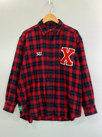 【中古品】【メンズ】 WIND AND SEA × GOD SELECTION XXX ウィンダンシー ゴッド セレクション トリプルエックス LS FLANNEL SHIRT フランネル シャツ WDS-XXX-21A-05 142-260923-hu-15-min サイズ：M カラー：レッド系（チェック） 万代Net店