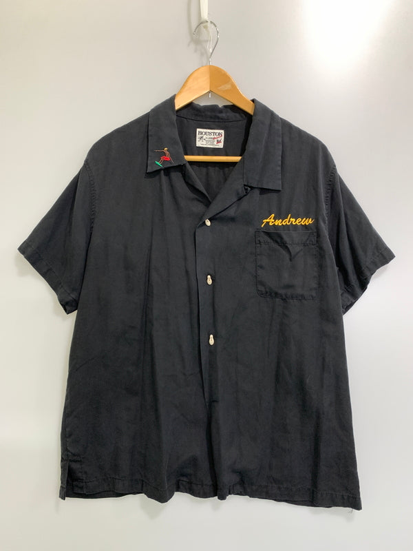 【中古品】【メンズ】 HOUSTON ヒューストン CALIFORNIA SS BOWLING SHIRT カリフォルニア ショートスリーブ ボウリング シャツ 40516 半袖 シャツ 145-260916-hu-32-min サイズ：XL カラー：ブラック 万代Net店